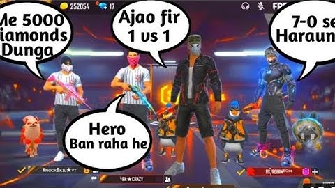 RANDOM PLAYER CALL ME NOOB AND | CHALLENGE HIM FOR 1VS1 || COSTUME ROOMb - GARENA FREE FIRE