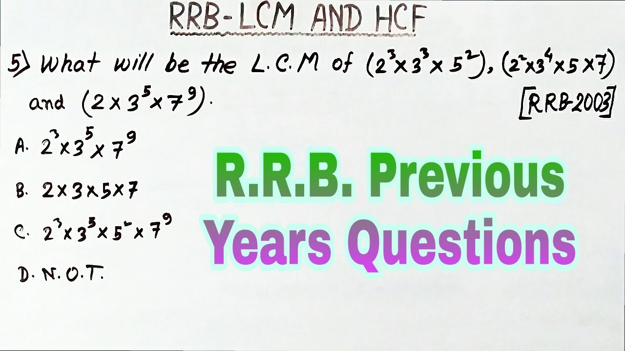 Lcm And Hcf R R B Previous Years Questions Youtube