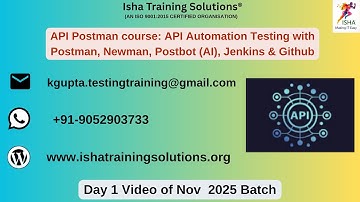 API Automation Testing  Day1 on 18th Nov 2025.Pls contact or whatsapp us on +91-9052903733 to enroll