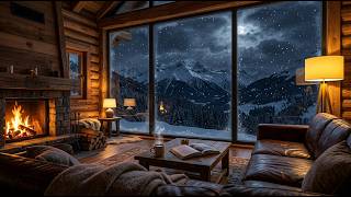 Cozy Swiss Alpine Chalet at Night ❄️ Fireplace & Snow Sounds for Deep Sleep screenshot 2