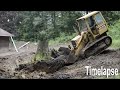 John Deere Crawler Loader 555G Stump Removal and Excavating (Timelapse) 🚜🚧