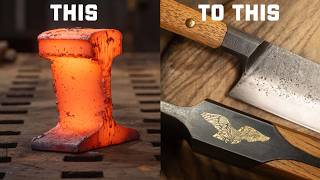 Forging 1900 Train Rail Into a Chef Knife.