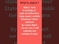 4. what is object ? most asked interview question #corejava #java #shorts #trending #interview #code