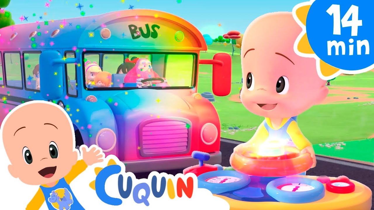 The Wheels On the Colorful Bus | Cleo & Cuquin | Kids | Songs