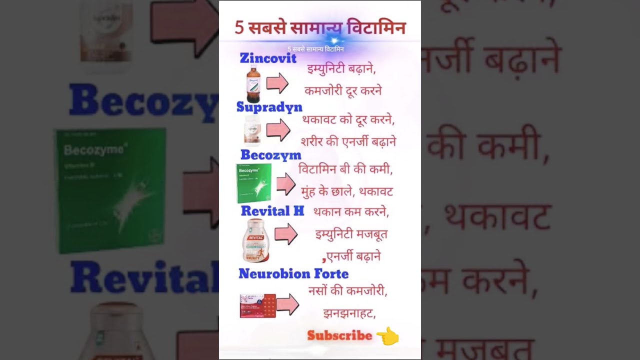 5 most common vitamin 