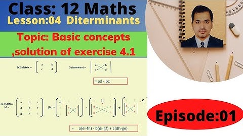 Std :12th Maths ll Ch :4 Determinants ll Topic:Introduction ll Solution of exercise 4.1ll episode:01