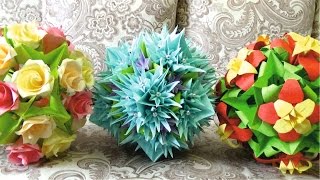 Кусудама времена года. Оригами.Hom to make an origami Кусудама времена года. Оригами.Hom to make an origami