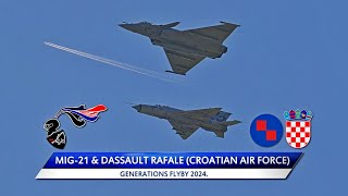 🇭🇷MiG-21 & Dassault Rafale (Croatian Air Force) Generations Flyby 2024.