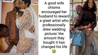 WOW, chioma encourages her husband to gift the artist who drew an exact picture of them a whooping🙆👇