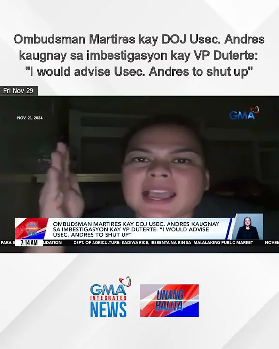 Ombudsman Martires kay DOJ Usec. Andres kaugnay sa imbestigasyon kay VP... | Unang Balita