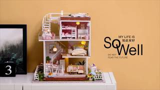 1: 24 DIY Miniature Dollhouse Kit My Life is So Well Three Storey House w/ Light and Music Box