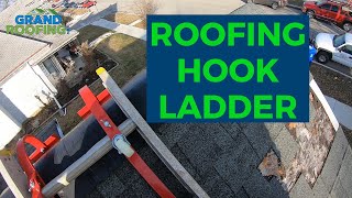 Rooftop safety how to work on a steep roof  with a hook ladder