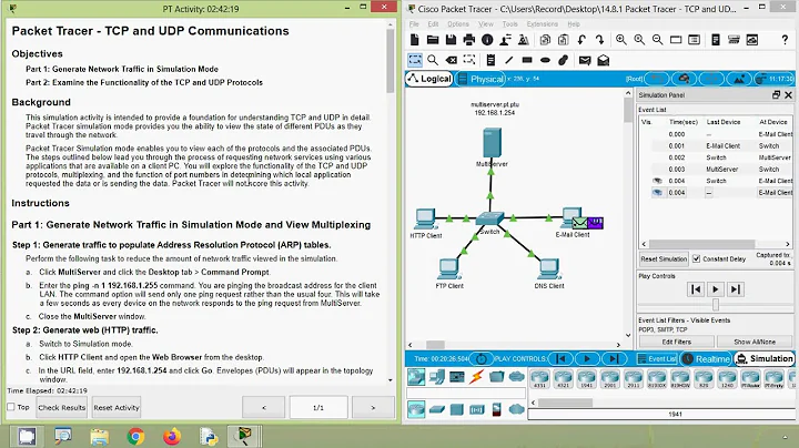 14.8.1 Packet Tracer - TCP and UDP Communications