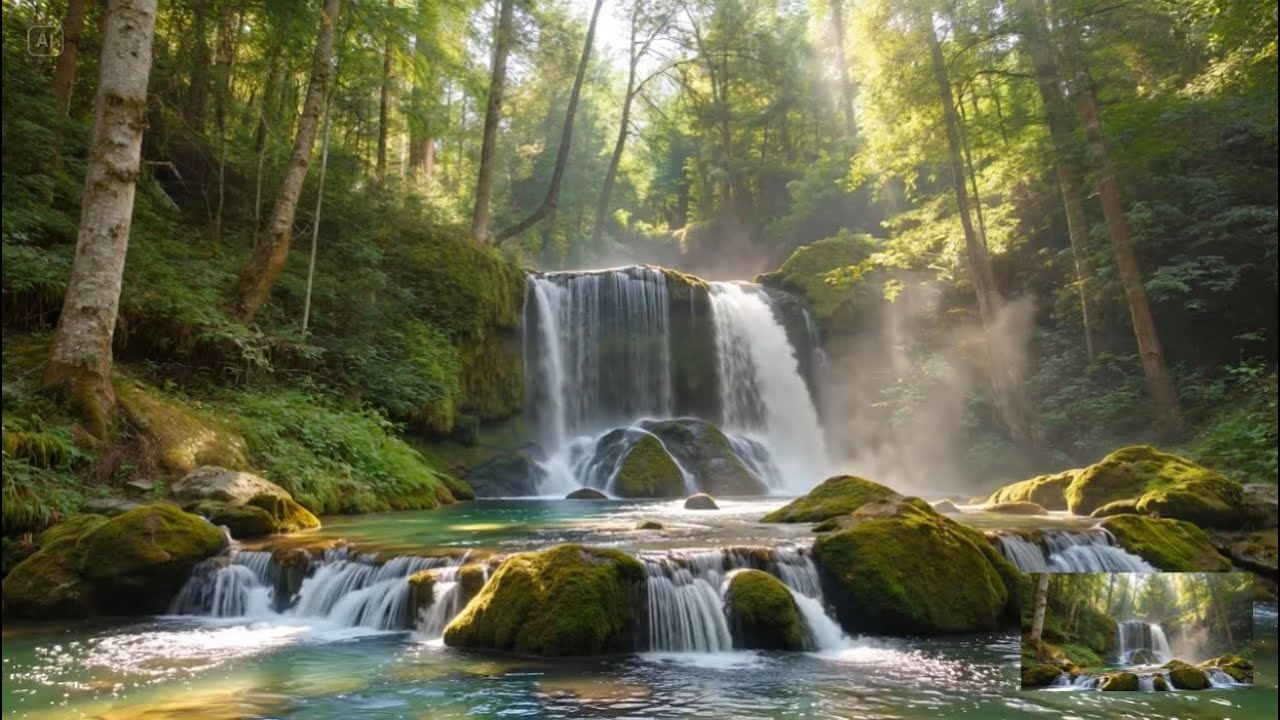 Relaxing music for sleep | 3 Hours | relaxing piano music & Waterfall sound for sleep 🌊