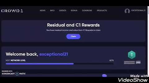 Crowd 1 rewards payout  and residual income trickl