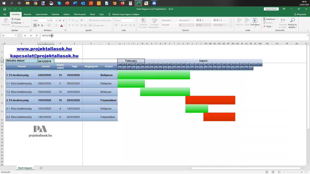 Gantt diagram használata - YouTube