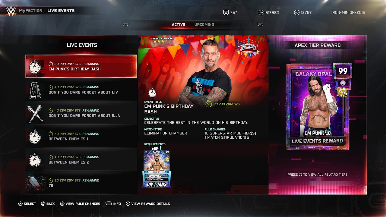 WWE 2K25: MyFaction: Live Event - CM Punk's Birthday Bash