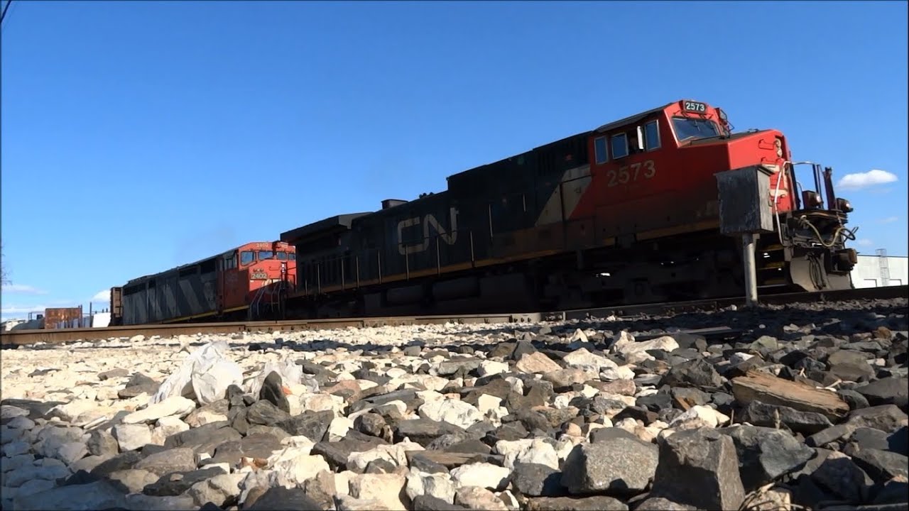 CN 2573 crossing St. James Junction westbound in Winnipeg, Manitoba
