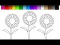 Learn colors for kids and color sun flower coloring page