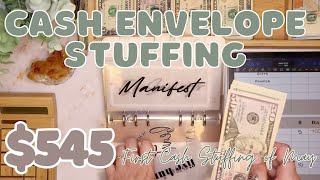 $545 Cash Envelope Stuffing | First Cash Stuffing For May! | 24 Year Old Budgets