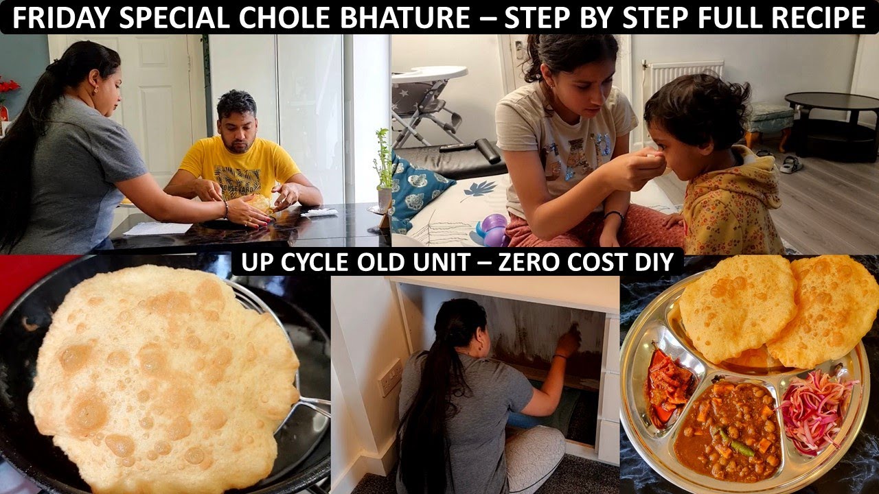 My New Office Set Up | Zero Cost DIY Table from OLD Furniture | Friday Special Chole Bhature Recipe