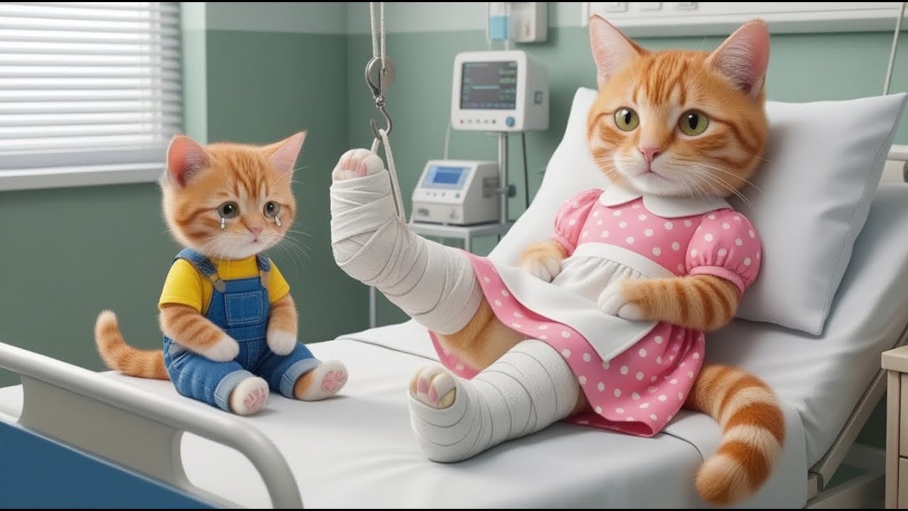 The Ginger Kitten Who Saved Mama Cat After a Terrifying Accident 😿❤️
