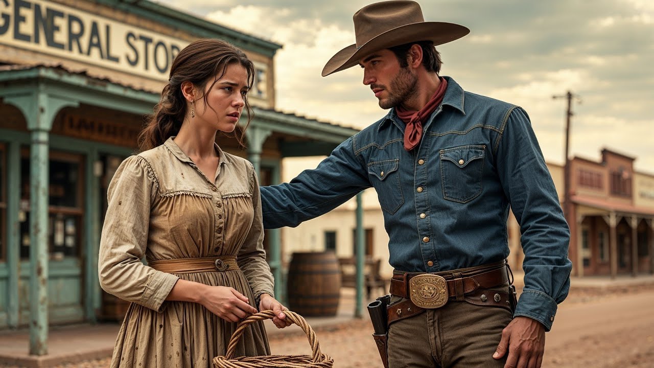 She Was Left Outside General Store For Not Paying Her Bill, Until A Cowboy Paid And Offered His Arm