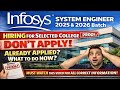 Infosys SE Hiring Don't Apply🚫 2025/2026 batch | Already Applied?😨Infosys Off Campus Hiring