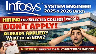 Infosys SE Hiring Don't Apply🚫 2025/2026 batch | Already Applied?😨Infosys Off Campus Hiring