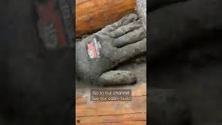 Off - Grid Tiny Cabin Build Chink Between Our Logs