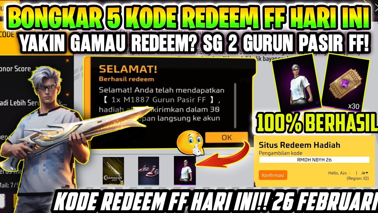 KODE REDEEM FREE FIRE TERBARU 26 FEBRUARI 2026 HARI INI | CARA REDEEM FF !!