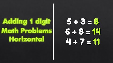 Adding 1 digit Math Problems Horizontal