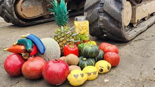 Colorful Fruits vs Excavator. Juicy!