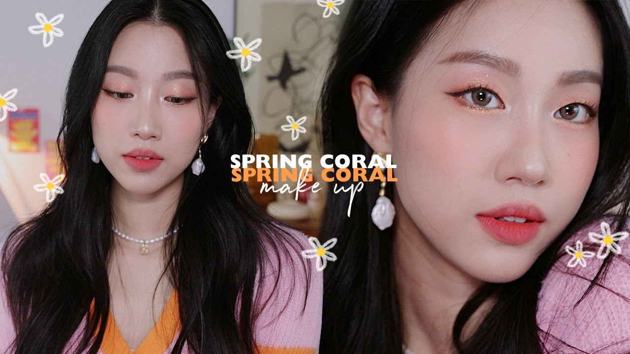 🌼빛나는 아이돌st 봄 코랄 메이크업 (에이블랙 팔레트+헤어스타일링)(봄브뼈묻어) | 민스코 Minsco