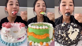 ASMR Eating Most Delicious Creamy Cake  ( soft chewy sounds ) 크림 케이크 먹방  MUKBANG Satisfying