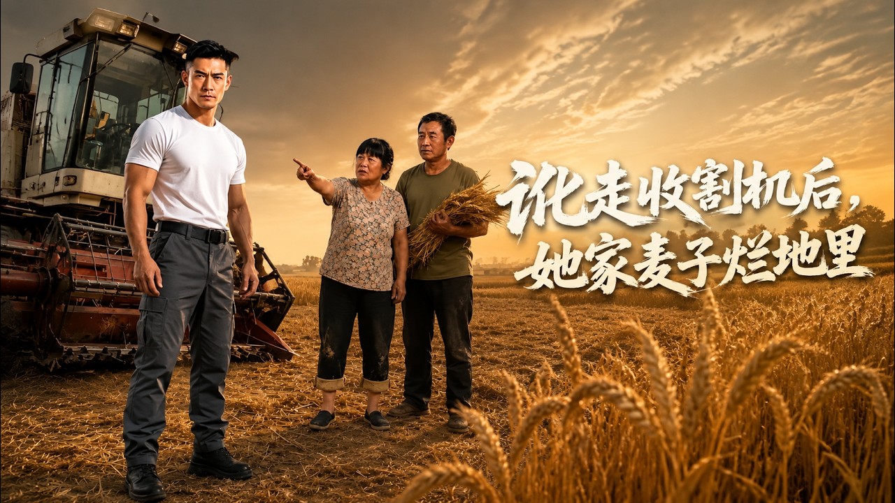 訛走收割機後，她家麥子爛地裡