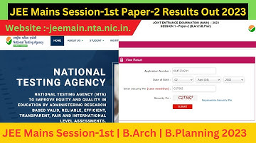 JEE MAINS SESSION -1ST Exam Result Out 2023 | Paper -2 | B.Arch | B.Planning