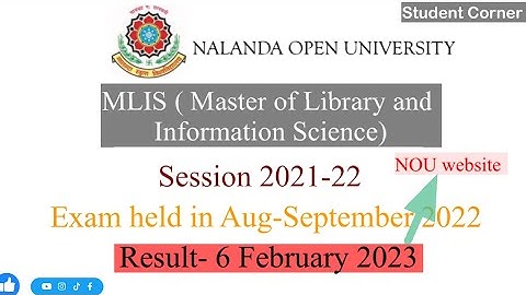 NOU MLIS Result session 2021-22 | Nalanda Open University