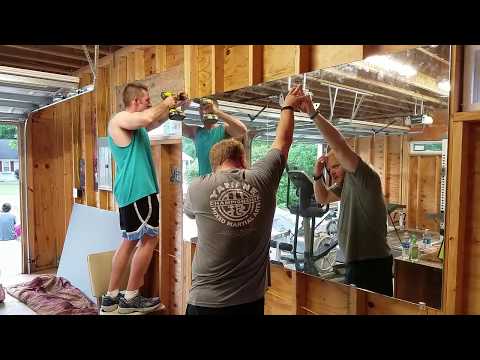 cheap-garage-gym-mirrors-and-installation