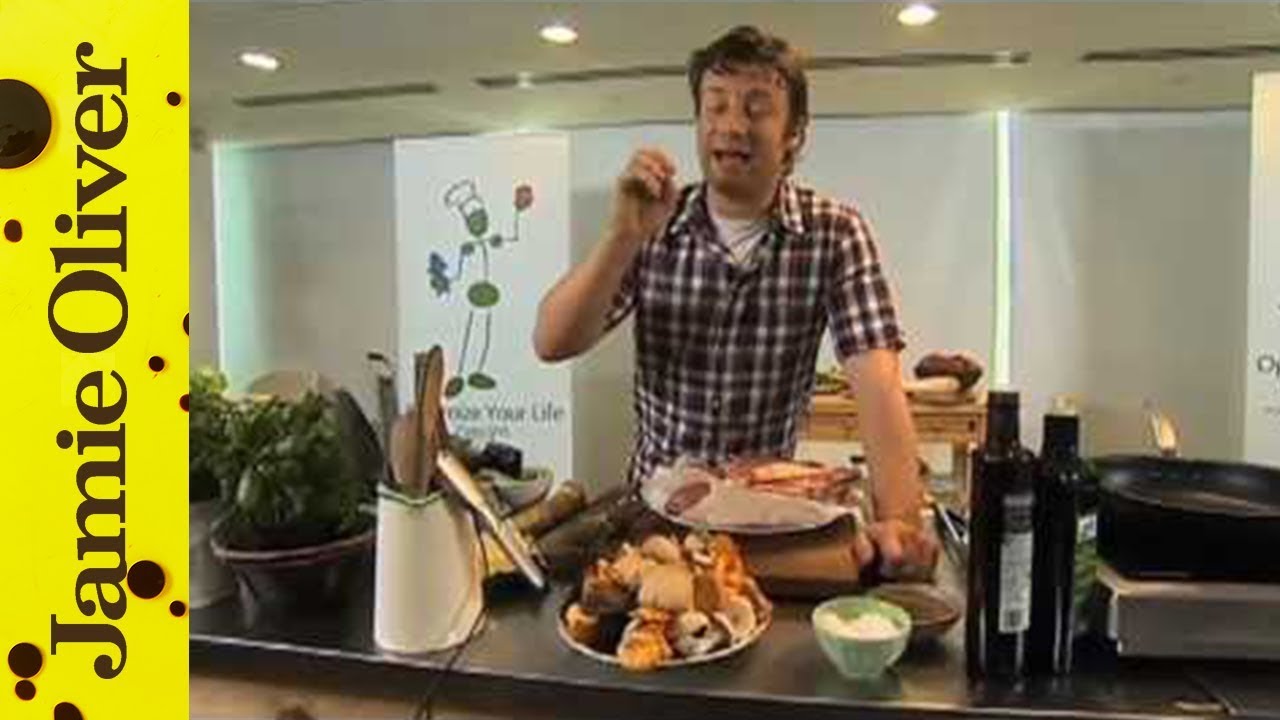 Jamie Oliver cooks steak with wild mushrooms at Google YouTube Jamie Oliver cooks steak with wild mushrooms at Google YouTube
