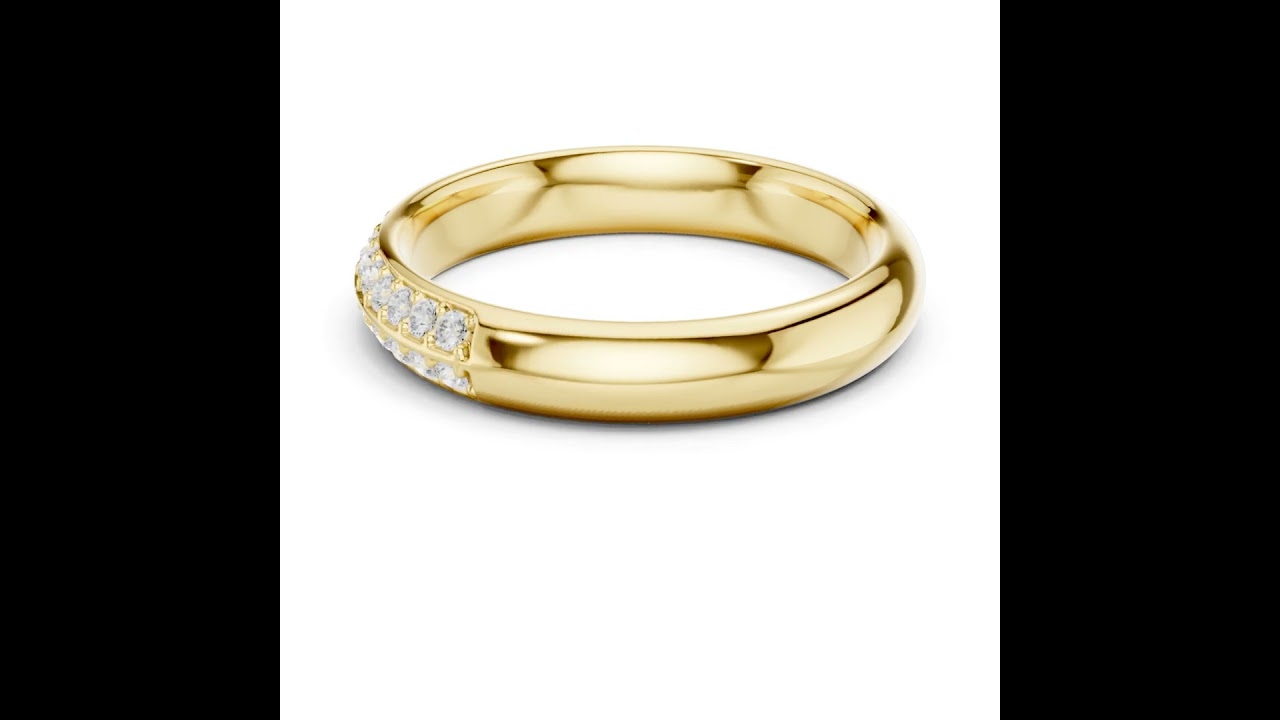 Double Row Pave Diamond Half Eternity Wedding Band