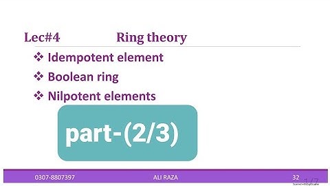 Ring theory lec#4(2/3) Boolean ring