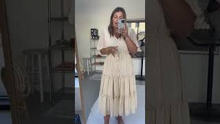The Hansen Tiered Ruffle Midi Dress in Cream