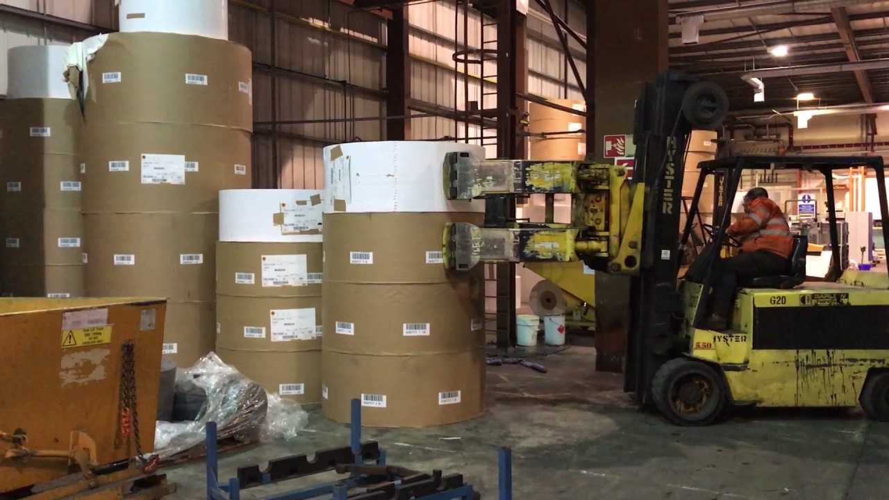 Hyster Fork Lift with Paper Reel Clamp YouTube