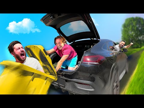 TRAPPED INSIDE A TRASH CAN PRANK! - TRAPPED INSIDE A TRASH CAN PRANK!