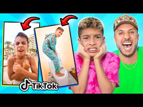 DAD Reacts to 11 Year old Son's CRINGE TIKTOKS!! ?