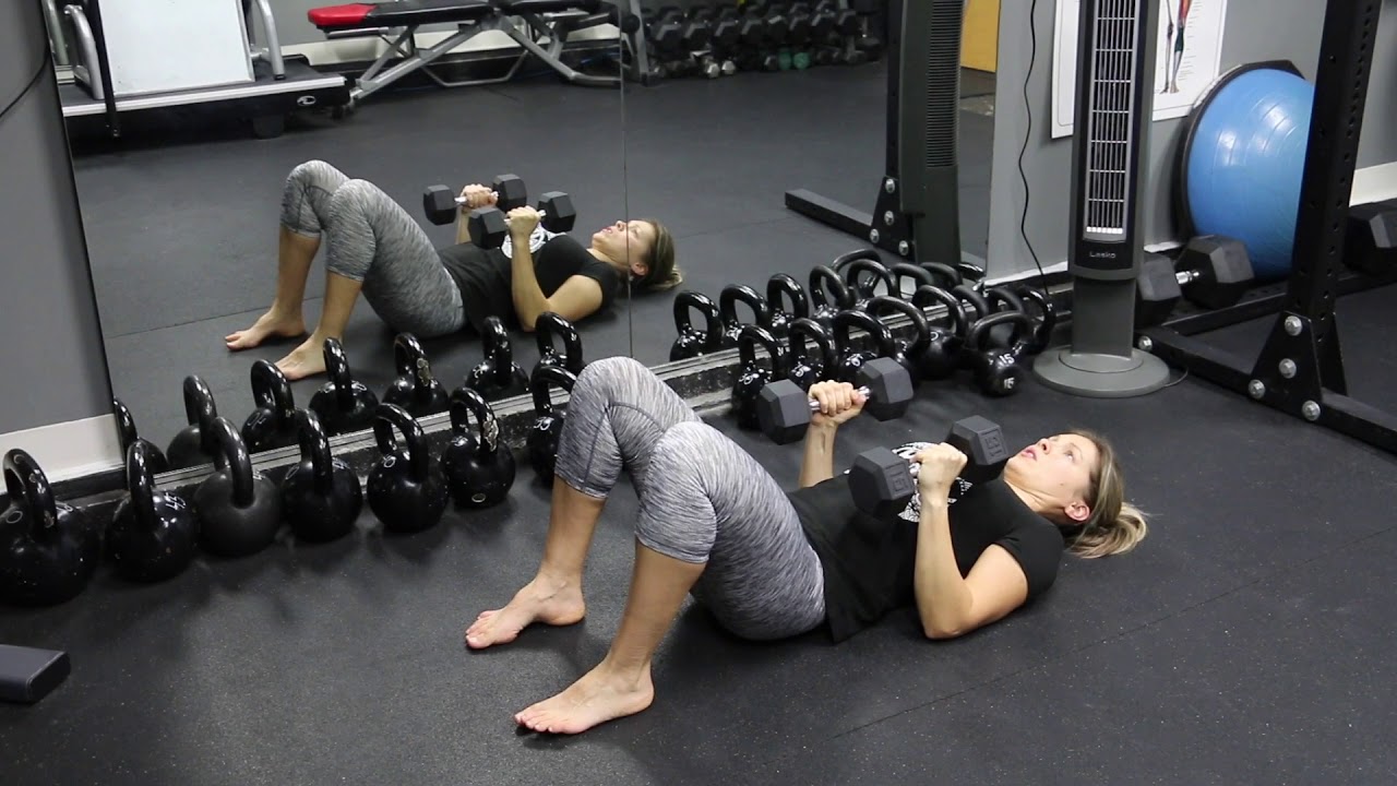 Dumbbell Floor Press with Glute Bridge YouTube