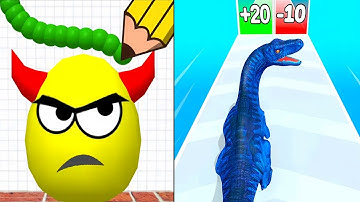 Draw To Smash vs Dinosaur Run: Dino Evolution ASMR Games| All Levels ASMR Gameplay| Satisfying Games