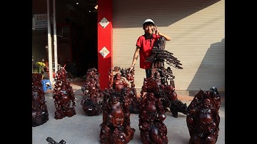 TƯỢNG GỖ: DI LẶC NGŨ PHÚC VÁC ĐÀO GỖ TRẮC QUÝ HIẾM GIÁ TRỊ BẬC NHẤT | xưởng_tượng_gỗ
