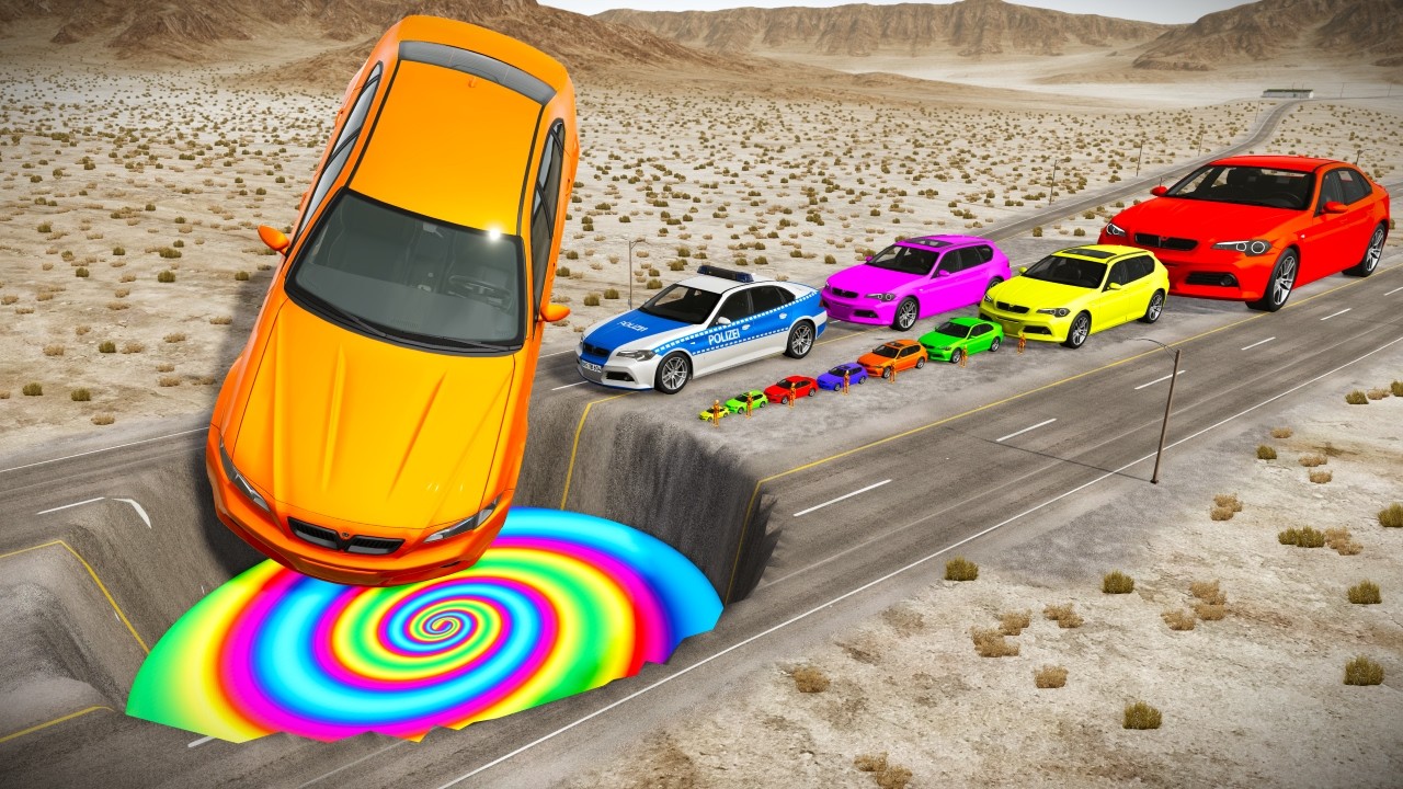 БОЛЬШИЕ И МАЛЕНЬКИЕ МАШИНЫ против ГИГАНТСКОЙ ЯМЫ #239 - BeamNG.drive Ninja BeamNG !